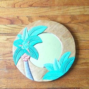Hand carved wooden palms mirror wall hanging